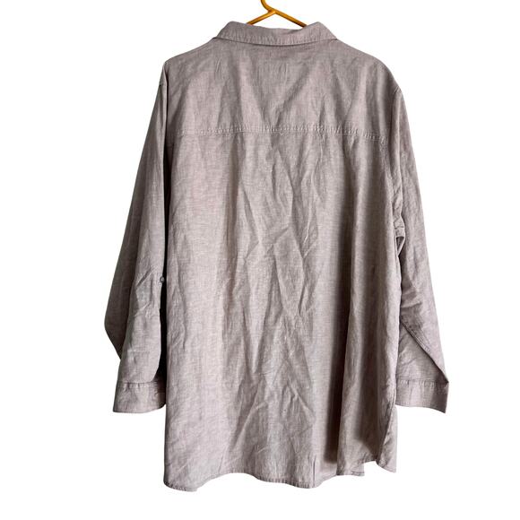 Sigrid Olsen Linen Blend Button Down Shirt 3X Neutral Beige Lightweight Top - Picture 7 of 7